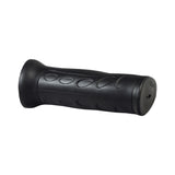 Ergonomic Universal Rubber Handlebar Grip, featuring a textured and molded design, shown as a black handlebar grip with a round handle and visible holes, ideal for scooters and bikes.