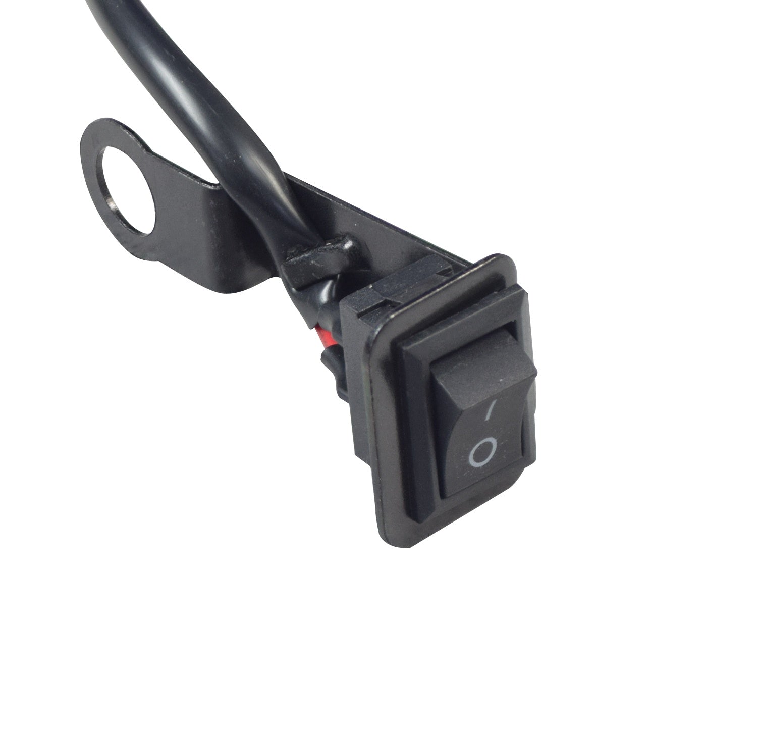 12 Volt Heated Grip Pad Kit for Scooters, ATVs, & Dirt Bikes, featuring a close-up of a black on/off switch with an attached black cable.