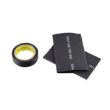 12 Volt Heated Grip Pad Kit for Scooters, ATVs, & Dirt Bikes, shown with a roll of black adhesive tape, black heat shrink tubes, and detailed installation instructions.