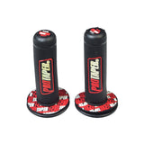 Red Pro Taper Handlebar Grip Set (Blemished) featuring black grips with red and white text, including one grip with the Pro Taper logo upside down.