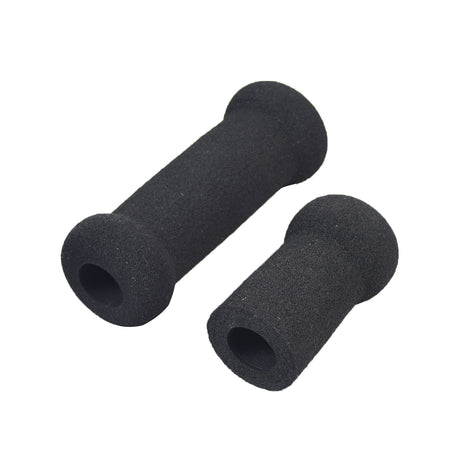 Black Foam Half Grip Set for Razor MX125 & SX125 Dirt Bikes, featuring two black foam grips: a shorter 2-1/2 grip for the throttle and a longer 4-1/4 grip for the brake lever.