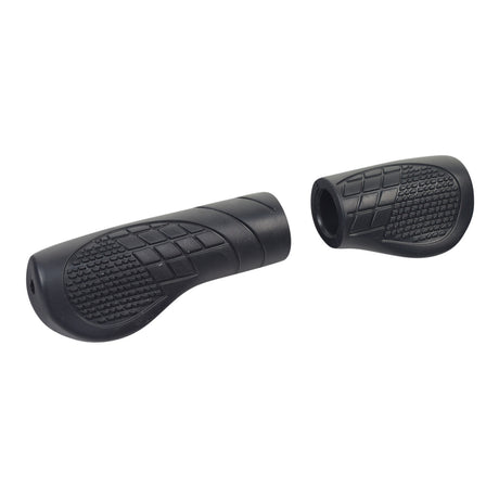 Full & Half Handlebar Grip Set for Lectric Electric Bikes, showcasing a close-up of ergonomic black grips with textured surfaces, designed for throttle and brake lever sides.