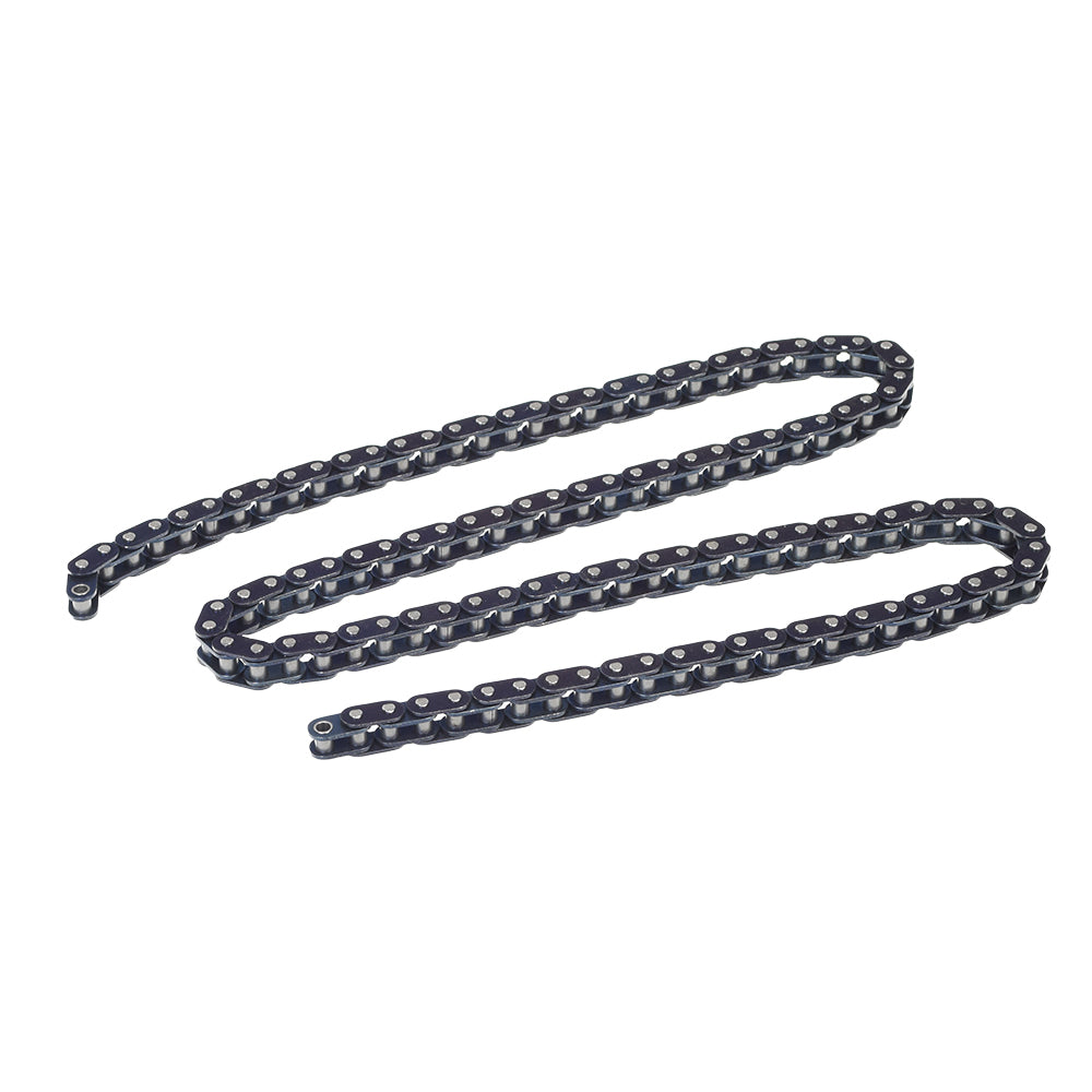 8 mm 05T Open Loop Scooter Chain - 3 Feet with Master Link, shown on a white background, featuring several metal links. Ideal for 2-stroke gas scooters and compatible with Motovox, X-Treme, and MotoTec models.