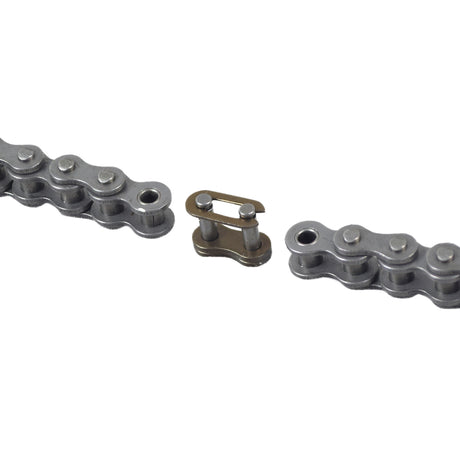 Electric Scooter Parts: #25 Open Loop Chain - 3 Feet (144 Links) with Master Link, close-up view showing interlocked metal chain links suitable for various scooters, dirt bikes, and ATVs.