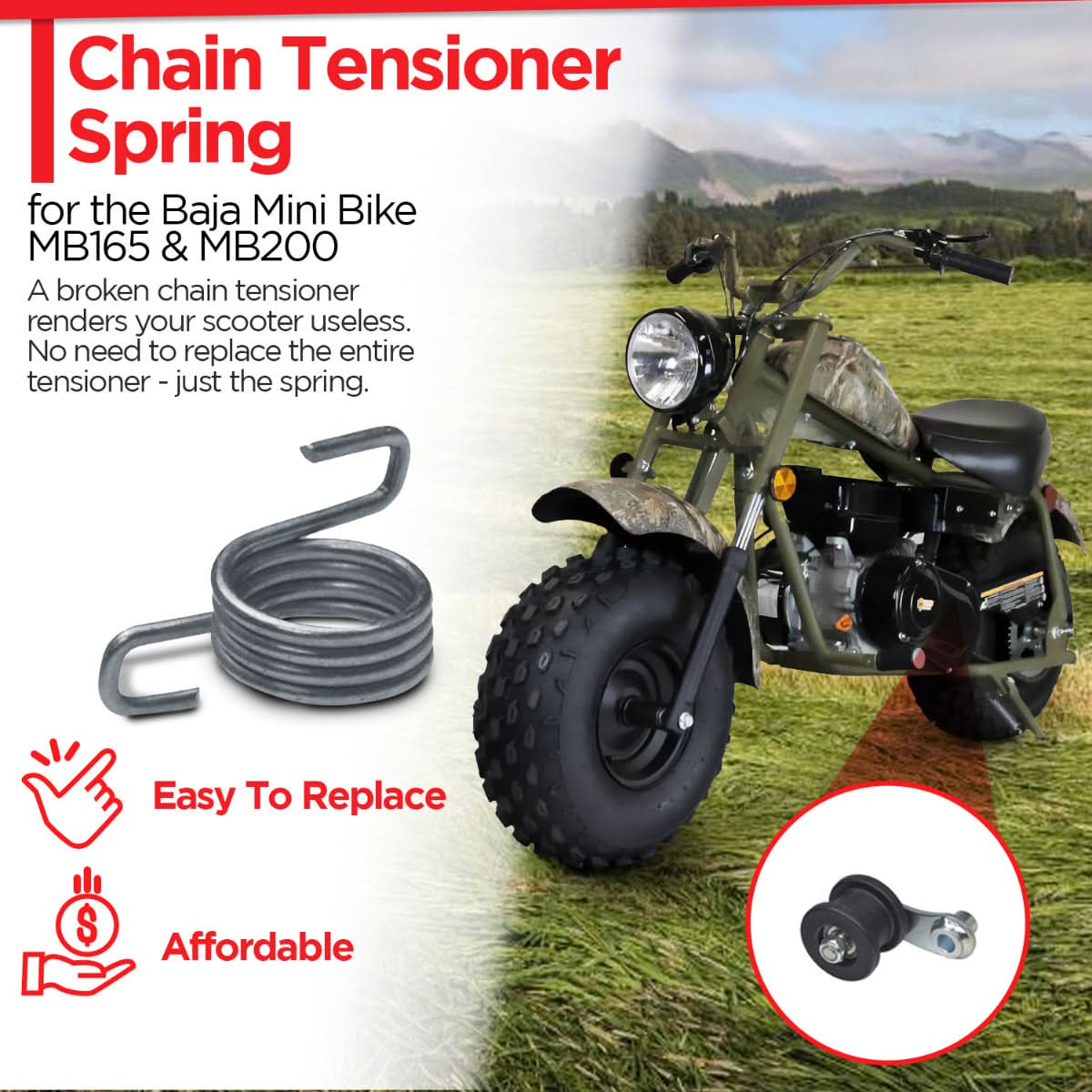 Chain Tensioner Spring for the Coleman CT200U Trail & CT200U-EX Mini Bikes Chain Tensioner Spring for the Coleman CT200U Trail & CT200U-EX Mini Bikes