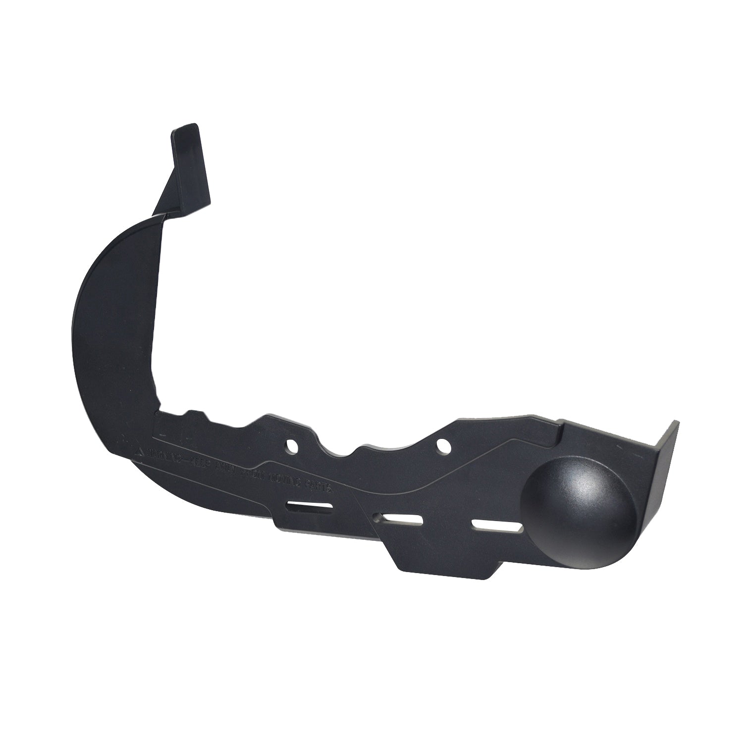 Chain Guard for the Razor E100/E125 (Versions 33+), E100 Glow (Versions 1 - 46+), E150 (Versions 18+), E175 (Versions 26+), and eSpark, featuring a black plastic structure with a central ball.