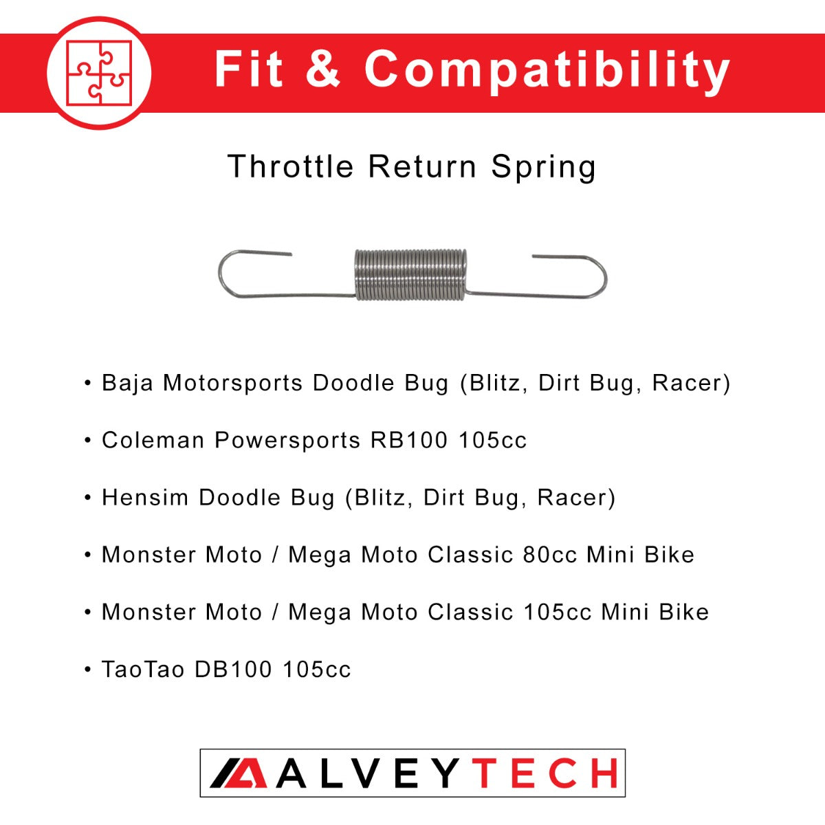 Throttle Return Spring for Baja Doodle Bug DB30, shown as a close-up of a tightly wound metal coil essential for ensuring safe throttle return functionality.