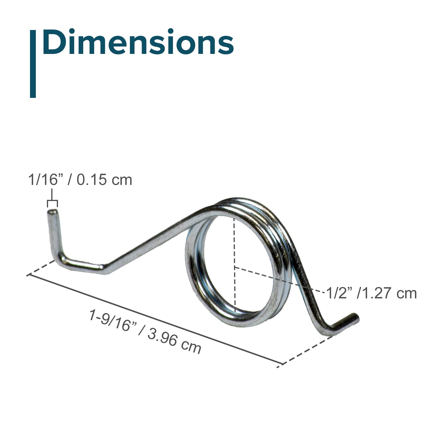 Chain Tensioner Spring for the Razor E100, E100 Glow, E150, E175, & E90 Accelerator, featuring a close-up of the metal spiral with stamped dimensions and part number visible.