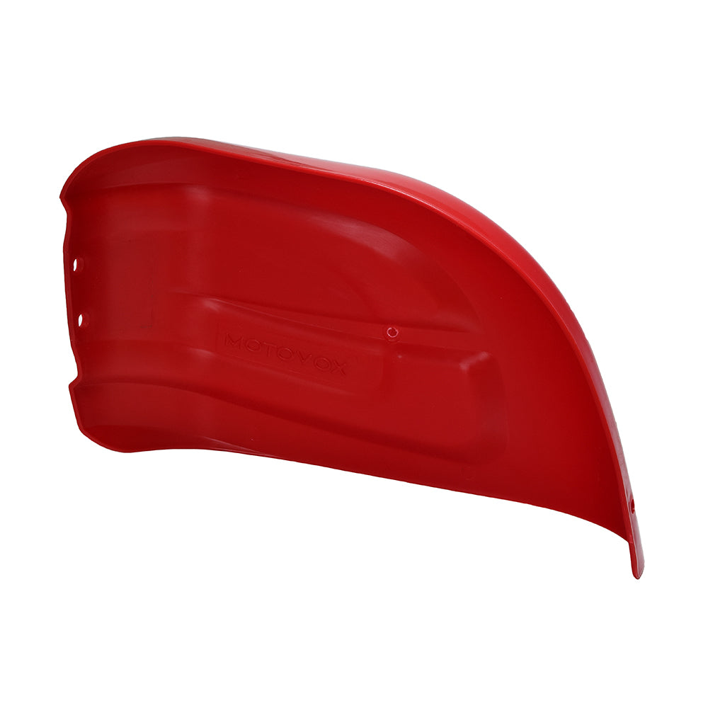 Chain Guard for the Motovox MGK11 Go-Kart, a red plastic component designed to protect the chain and drive system from dirt and debris, displayed on a plain white background.