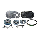 1 Bore 40/41/420 Chain Torque Converter Kit for Go-Karts (Blemished), featuring various metal parts, a black plastic cover, and a black gear with a hole, excluding the pulleys.