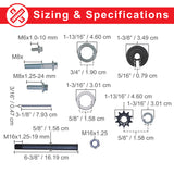 Diagram featuring different types and sizes of nuts and bolts, illustrating components of the 3/4 - 1 Bore 40/41/420 Chain Torque Converter Kit for Go Karts (Comet Series 30 TAV2 Replacement).