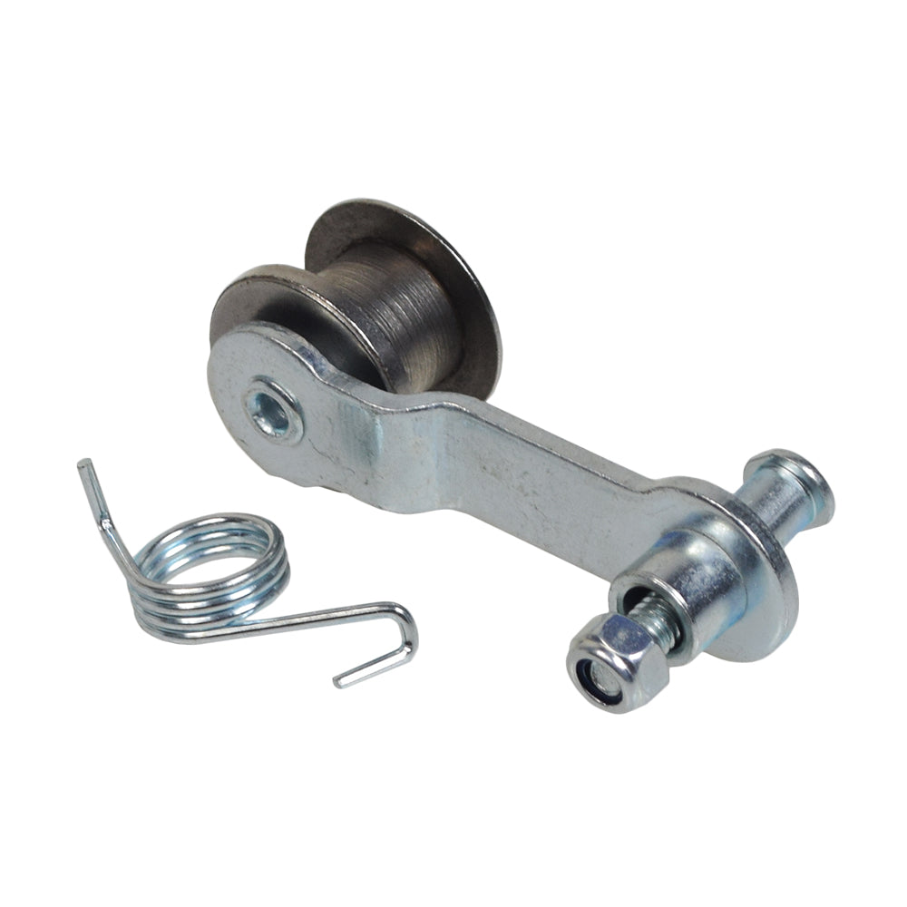 Chain Tensioner for the Razor Crazy Cart XL (Versions 1+), featuring a metal roller, spring, and screw assembly, essential for maintaining proper chain tension in the electric go-kart's drive system.