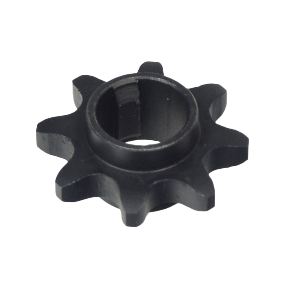 8 Tooth #40/#41/420 Chain Sprocket for 20 & 30 Series Torque Converters (5/8 Inside Diameter), black gear with a central hole and evenly spaced teeth.