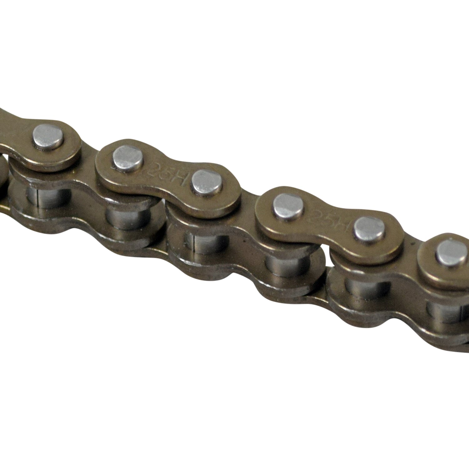 64 Link #25 Chain, showing a close-up of its small, durable metal links, designed for the Pulse Revster electric scooter with a 1/4 pitch for reliable performance.