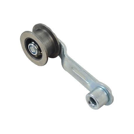 Chain Tensioner for Razor MX125 & SX125 Dirt Bikes, featuring a metal roller, nut, and bracket, crucial for maintaining proper chain tension and drive system functionality.