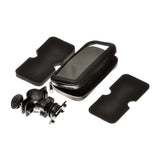 Weatherproof Handlebar Mount Smartphone Holder for Mobility Scooters, Power Chairs & Wheelchairs (iPhone & Samsung Compatible) shown as a close-up of a black case on a handlebar mount.