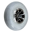 9x3 (2.80/2.50-4) Wheel Assembly for Jazzy 1143 Power Chair and Pride Celebrity & Legend Scooters; features a silver rim and pneumatic tire for mobility support.