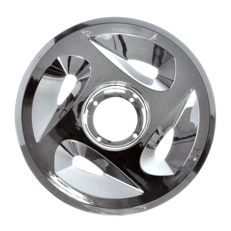 6-5/8 Wheel Cover for the Golden Technologies Companion II (GC340/GC440) - a close-up of a shiny silver metal rim with multiple holes, designed to fit specific scooter models.