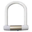 White Defender U-Lock by Sunlite, featuring a sturdy U-shaped design, ideal for securing bikes or scooters.