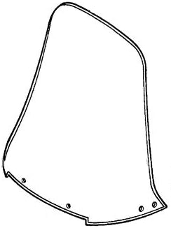 Windscreen for Honda Helix CN250 (1987-2007 Models) (OEM) featuring a black and white drawing of a bell design, accurately matching the stock specifications for the original part.