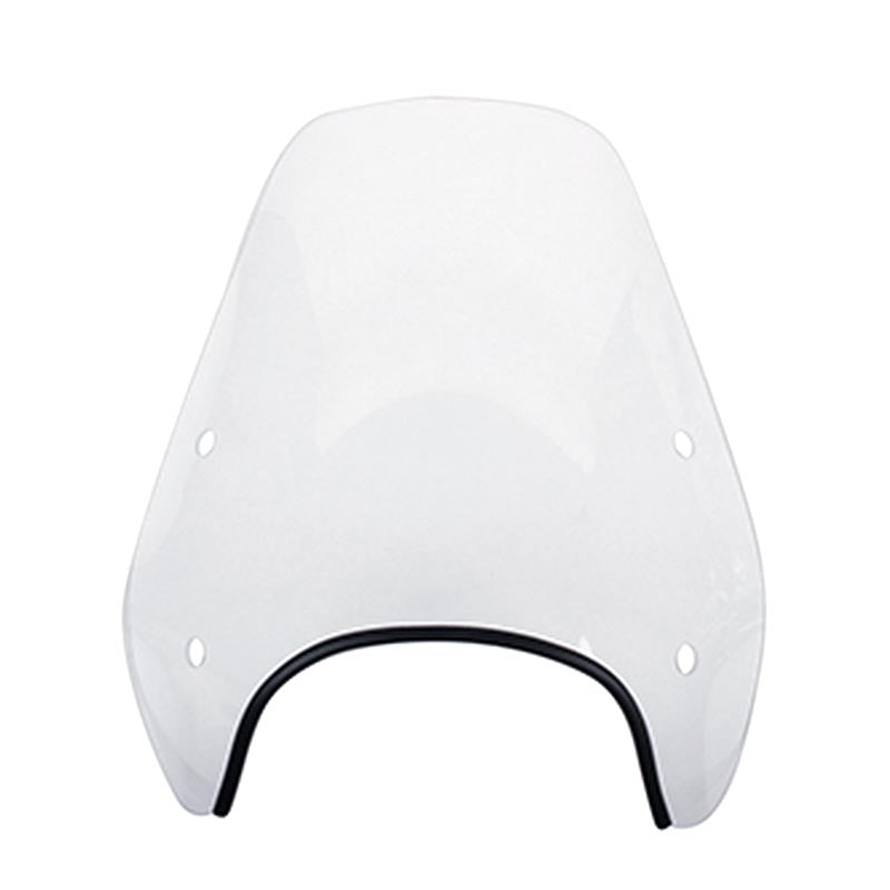 Windshield for the Genuine Buddy Scooter (2007 & After) by Cuppini, featuring a clear plastic design with black trim. Comes with all necessary mounting hardware for a seamless fit on Buddy 50 or 125 models.