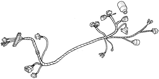 Wire Harness for Honda Helix CN250 (1992-2001 Models) (OEM) depicted in a detailed line drawing, showing connected wires and cables, matching original specifications.