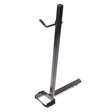 Wishbone Crutch Holder Assembly for Pride Mobility Scooters, featuring a black metal stand with a handle and long rectangular support structure, designed to securely hold crutches.