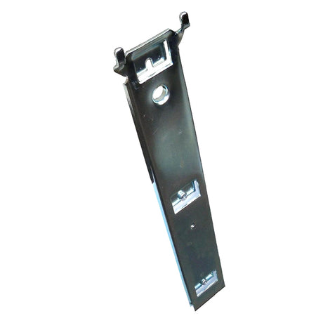 Battery Charger Wall Bracket for the Drive Medical 13242, 13245, & 13246 Battery Powered Patient Lifts, featuring a metal piece with a black rectangular object and a screw, designed for wall mounting.