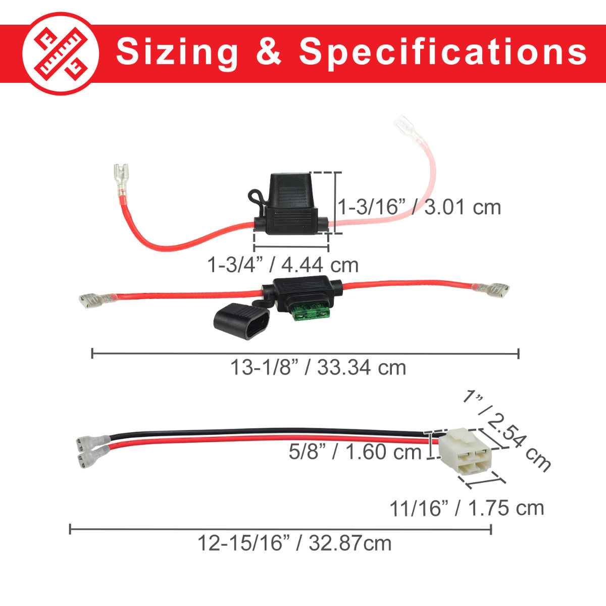 24 Volt Battery Pack for the Razor Crazy Cart (All Versions) includes two 12V 5Ah batteries with wiring harness, shown in a detailed wiring diagram.