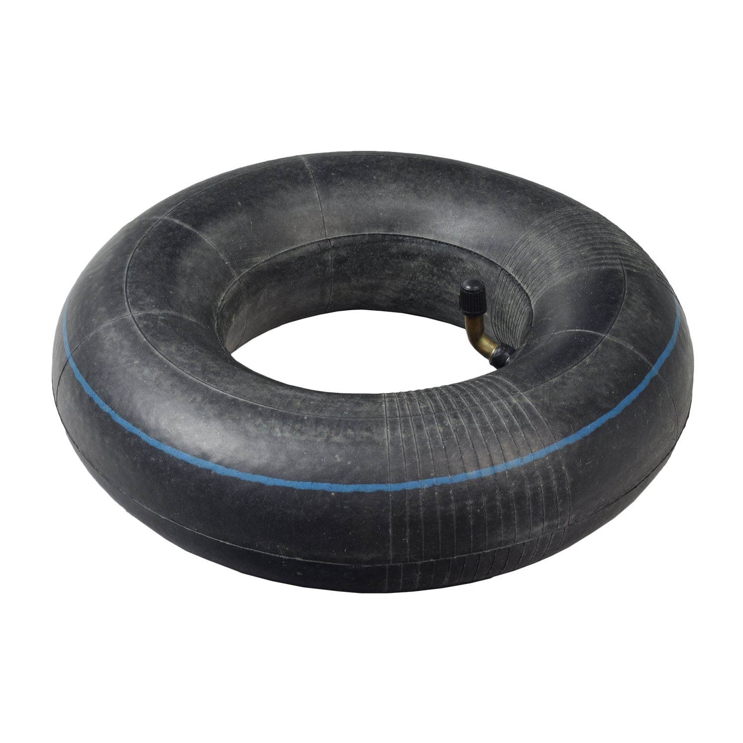 4.10/3.50-4 Scooter & Mini ATV Tire with Knobby Tread, featuring a black rubber exterior and a distinctive blue stripe, suitable for scooters, go-karts, and mini ATVs.