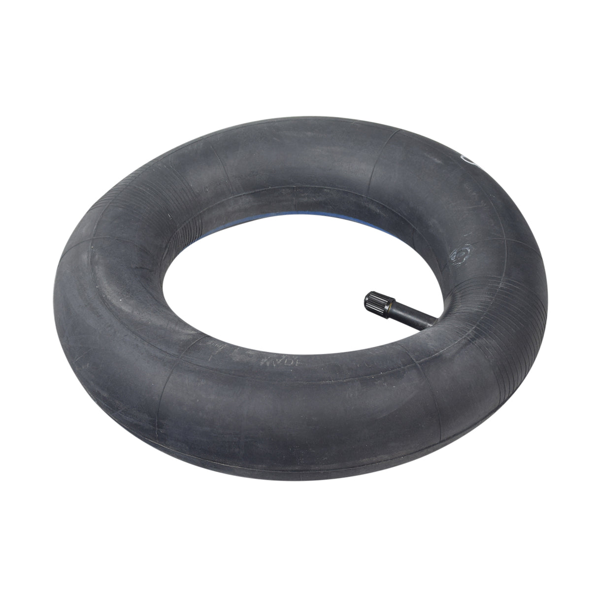 8-1/2x2 Kick Scooter Tire with P1034 Tread, featuring a black rubber tube with a directional pattern, and available with optional inner tubes—straight or angled valve stems.