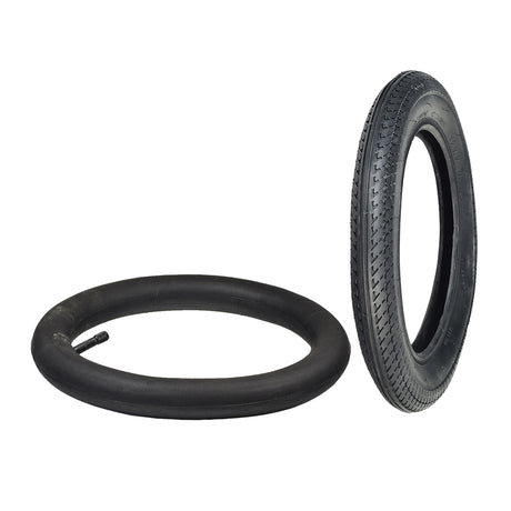 12-1/2x2-1/4 Kick Scooter Tire with K912 Street Tread, shown with an option for a matching inner tube, ideal for smooth pavement rides on models like Diggler Dirt Doggy and Mongoose Expo.