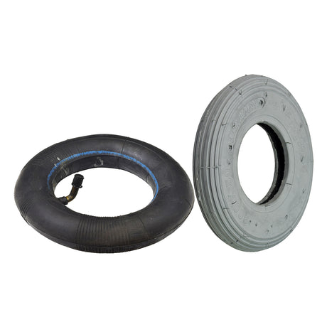 8x2 (200x50) Pneumatic Mobility Tire with K301 Ribbed Tread; includes an optional inner tube with a 45-degree angled valve stem or a heavy-duty, puncture-resistant valve stem.