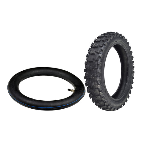 2.50-10 Dirt Bike Tire for MotoTec Demon & MT-Dirt-500 Dirt Bikes, featuring a directional knobby tread pattern for optimal traction.