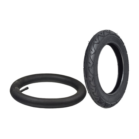 12-1/2x2-1/4 (57-203/62-203) Kick Scooter Tire with Q203 Tread, featuring a black tire with radiating grooves for extra traction, suitable for kick scooters and electric recreational scooters.