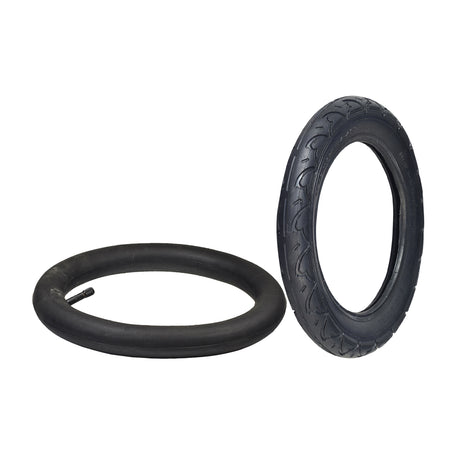 12-1/2x2-1/4 (57-203/62-203) Scooter Tire with Q203 Tread, shown as a pair of black rubber tires with radiating grooves for enhanced traction.