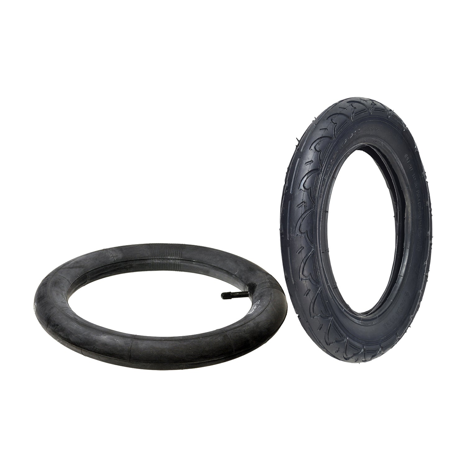 12-1/2x2-1/4 (57-203/62-203) Scooter Tire with Q203 Tread, featuring a black tire with detailed street tread pattern, shown alongside a matching black rim.