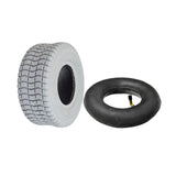 9x3.50-4 Pneumatic Mobility Tire with C203 Grande Knobby Tread, shown as a black rubber tire with detailed knobby tread pattern, designed for power wheelchairs and scooters, offering a smoother ride.