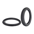 16x2.4 (64-305) Front Tire and Tube Set with Q204 Knobby Tread for Razor MX500 & Razor MX650 Dirt Bikes, featuring a close-up view of the tire's detailed tread pattern.