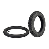 12-1/2x2-1/4 Black Pneumatic Mobility Tire with C628 Power Express Tread, featuring a detailed knobby tread pattern, showcased alongside an optional matching inner tube for enhanced durability and performance.