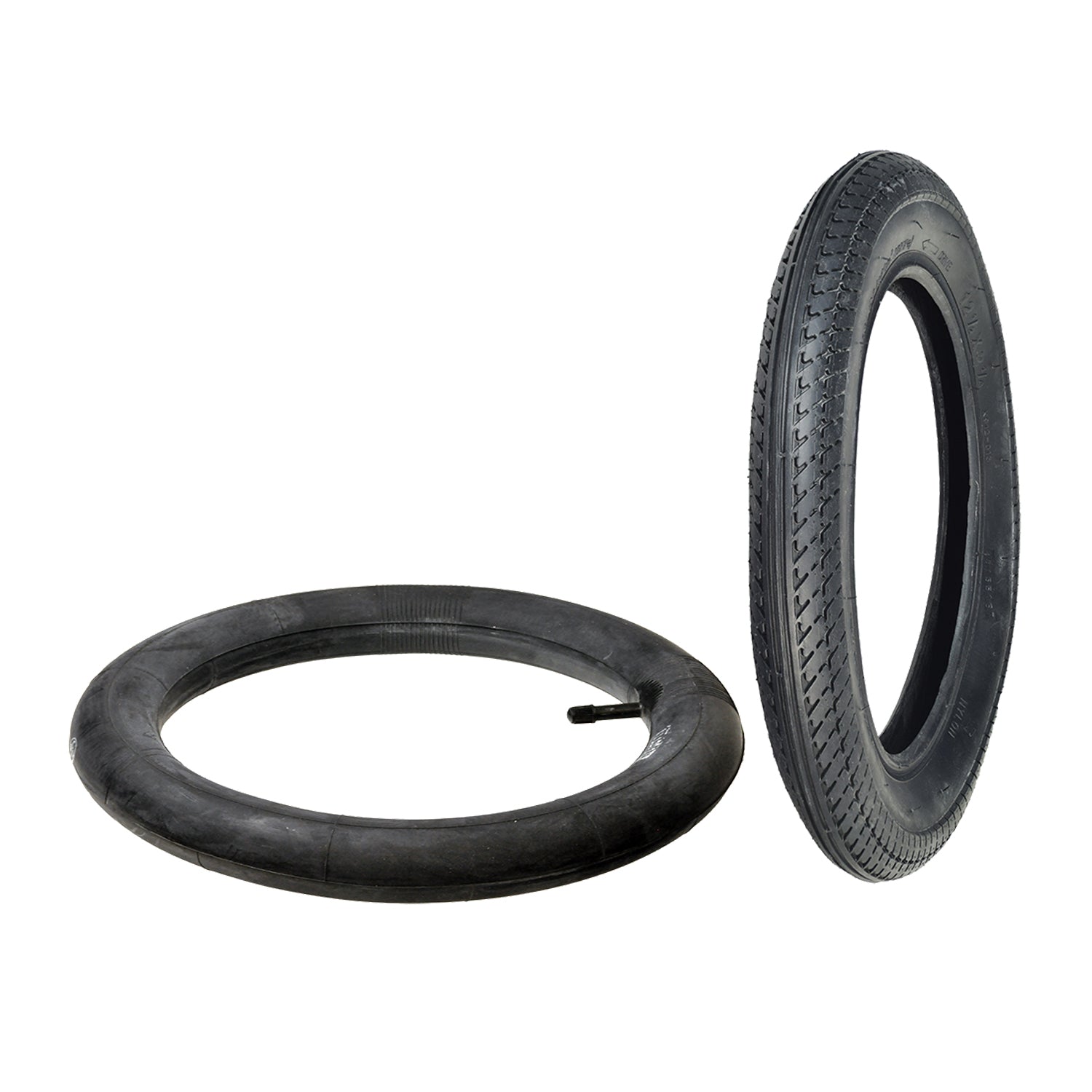 12-1/2x2-1/4 Scooter Tire with K912 Tread, featuring a close-up view of the directional street tread design with visible v-shaped sipes for optimal performance.