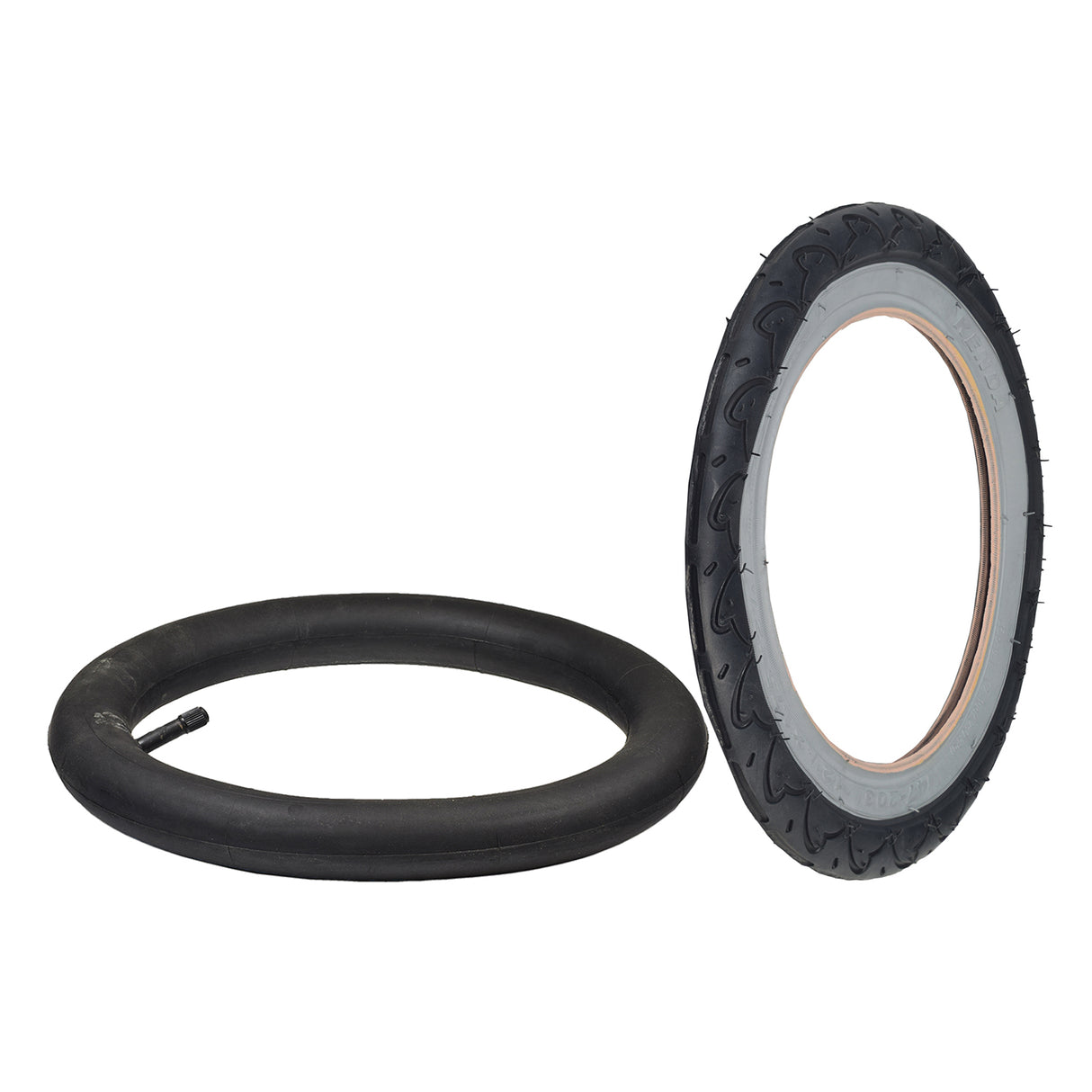 12-1/2x2-1/4 Gray Wall Scooter Tire with a white rim, shown alone, emphasizing its sleek design and compatibility with standard scooter tires, available with optional inner tubes.