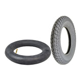 14x3 (3.00-8) Pneumatic Mobility Tire with C9210 Durotrap Tread, shown close-up, highlighting detailed tread pattern and option for a 90-degree angled valve stem. Ideal for mobility scooters and power chairs.