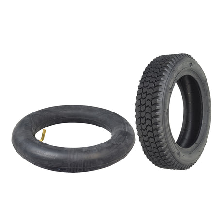 14x3 (3.00-8) Tire for Drive Cobra GT4 & Panther Mobility Scooters, showing a black rubber tire with distinct tread pattern, suitable for front or back rims, with optional inner tube and 90-degree valve stem.