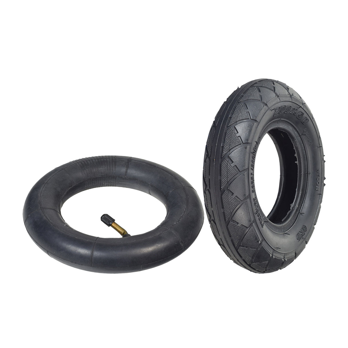 200x50 Tire for Razor Scooters with an excellent tread pattern, shown with a matching inner tube option for easier air fill and puncture resistance.