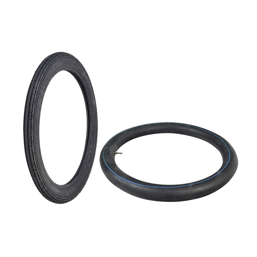 2.25-17 Pneumatic Front Tire for Honda Cub C50, Cub C90, & Super Cub C100, featuring a distinct blue line on the black rubber surface.