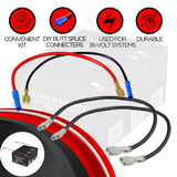 36 Volt Universal Battery Wiring Harness Kit including various colored wires, connectors, and black batteries. Essential for connecting new batteries to existing electric scooter wiring, replacing non-reusable soldered OEM connections.