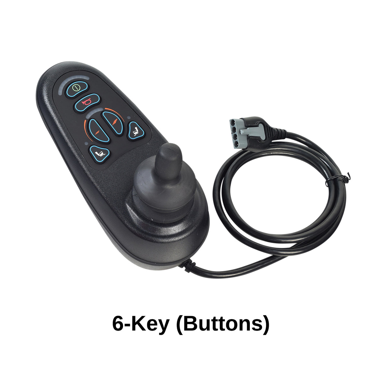 VR2 Joystick Controller by PG Drives Technology, featuring multiple buttons and a connected wire, suitable for 4-key or 6-key configurations.