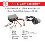 Close-up of Razor Pocket Mod (Versions 1-7) 201C6-3A / HB2430TYD-FS Razor 6-Wire Throttle & Controller Bundle, showing the device with visible cables and connectors.