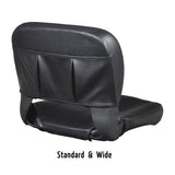 Universal Seat Assembly for Mobility Scooters featuring a black leather seat with textured upholstery, suitable for various scooter models, shown against a plain white background.